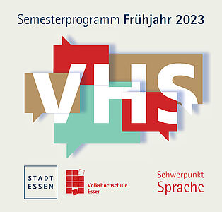 Cover Frühjahrssemester 2023 (c VHS Essen/Falk Bureau Mombour)
