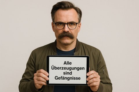Zeitgenössischer Nietzsche, KI-Foto: Sora/Georgakis Zeitgenössischer Nietzsche, KI-Foto: Sora/Georgakis